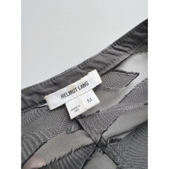 HELMUT LANG Black Sheer Silk Jacquard Leather Trim V-Neck Shirt Blouse, Size M - Picture 11 of 12